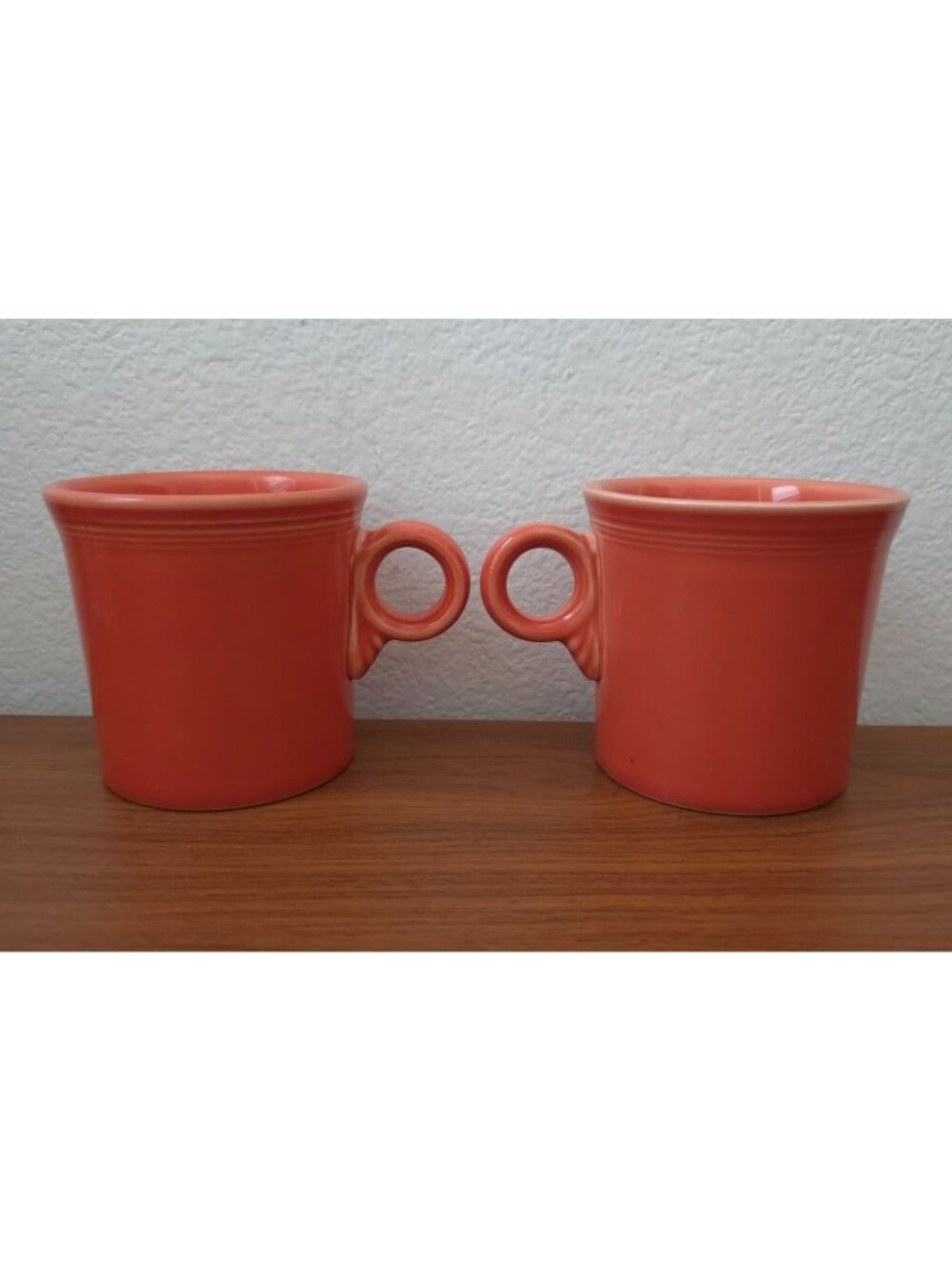 Set Of 2 FIESTA Persimmon Orange Ceramic Ring Handle 10.25 oz Coffee Mugs - USA